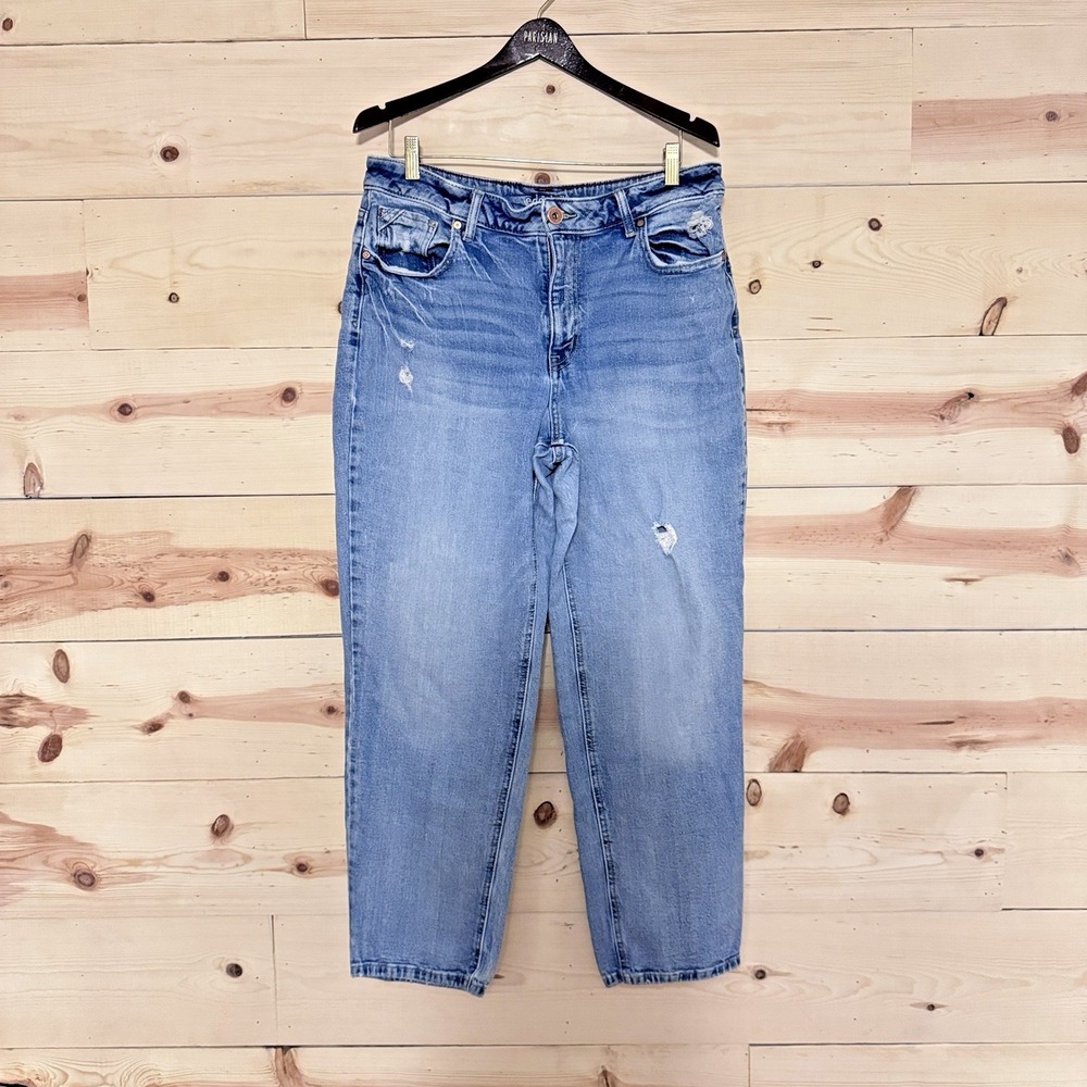Edgely‎ Jeans Womens 16 Short Light Wash Distressed Cropped Straight Denim